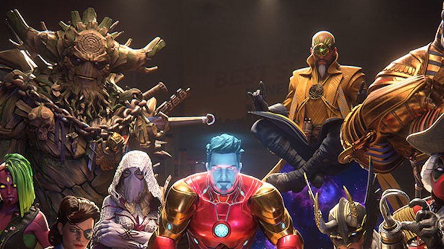 En grupp hjältar i Marvel Realm of Champions