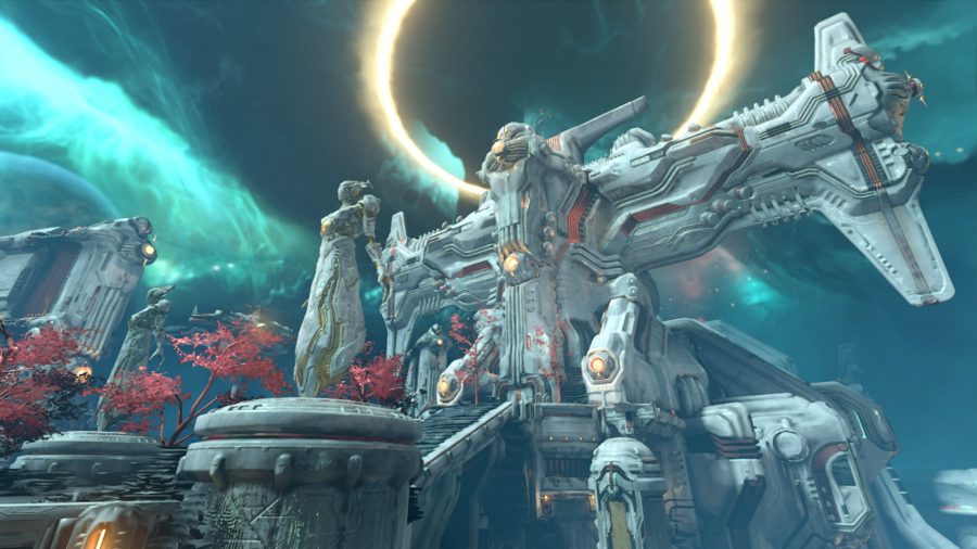 Ett exempel på landskap i Doom Eternal on Switch
