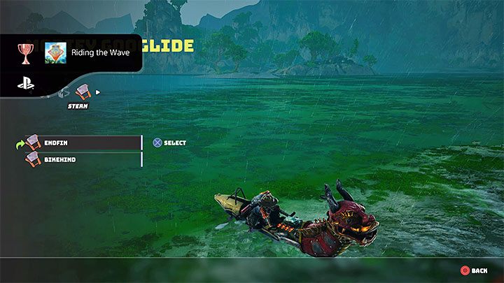 When you ride the Googlide, hold down on the d-pad to access the scooter's appearance menu - Biomutant: Trophies/Achievements - list - Appendix - Biomutant Guide