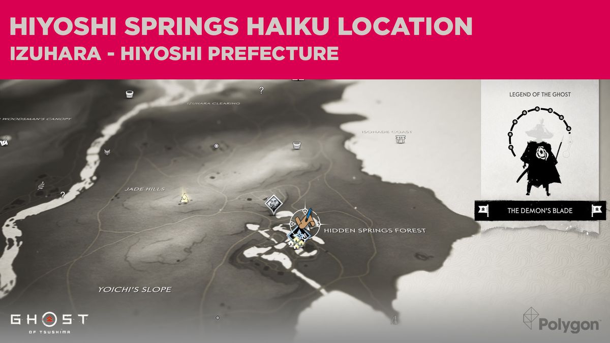 Hiyoshi Springs haiku-platsen i Ghost of Tsushima
