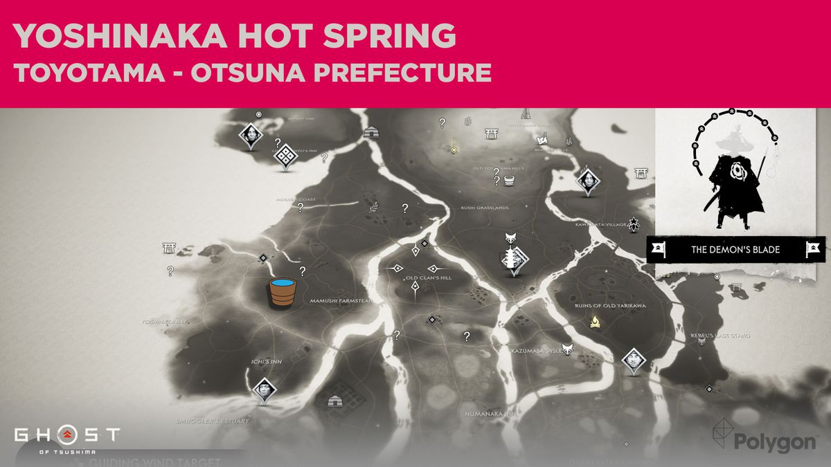 Platsen för den varma källan i Otsuna i Ghost of Tsushima