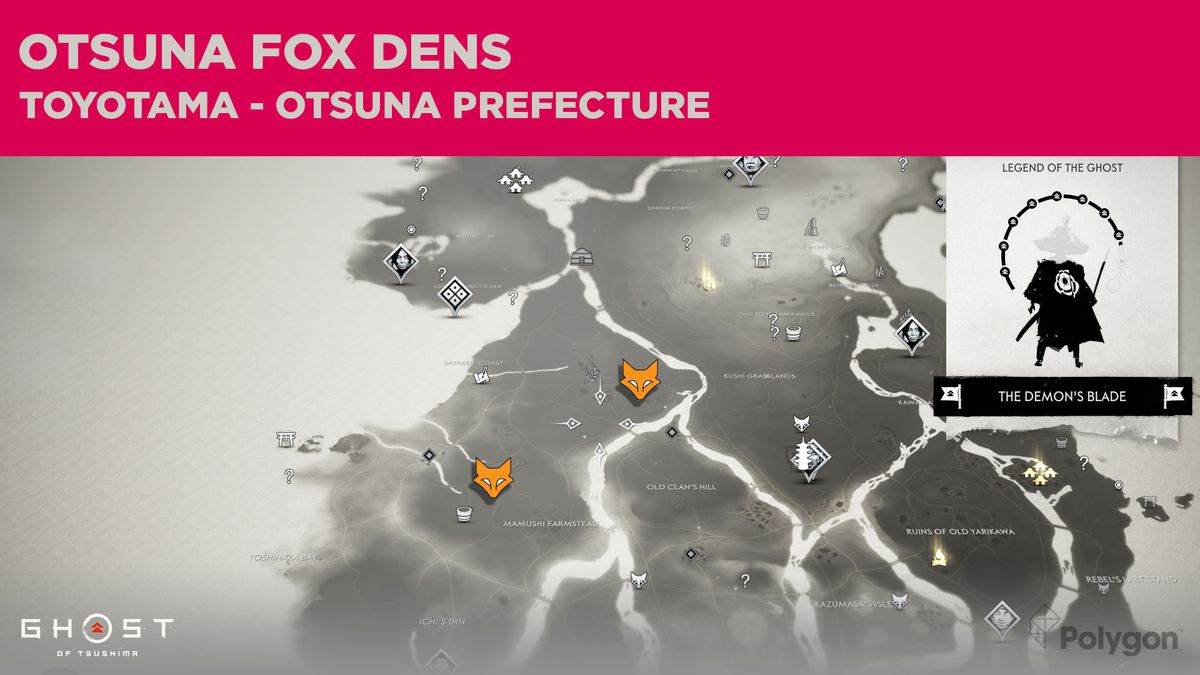 Fox Den platser i Otsuna i Ghost of Tsushima