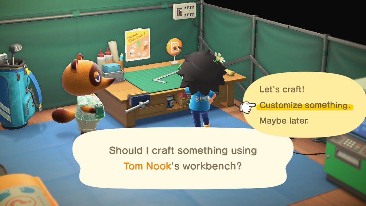 En bybor som väljer att anpassa något i Animal Crossing: New Horizons