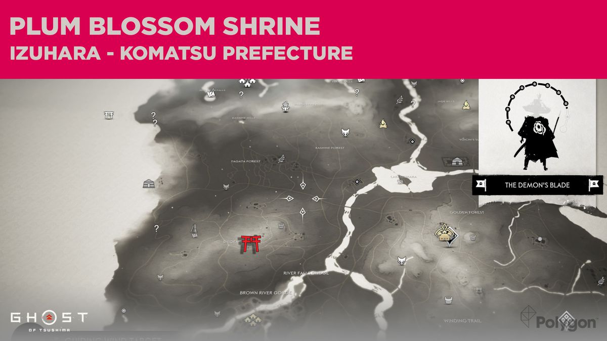 Platsen för Plum Blossom Shrine i Ghost of Tsushima
