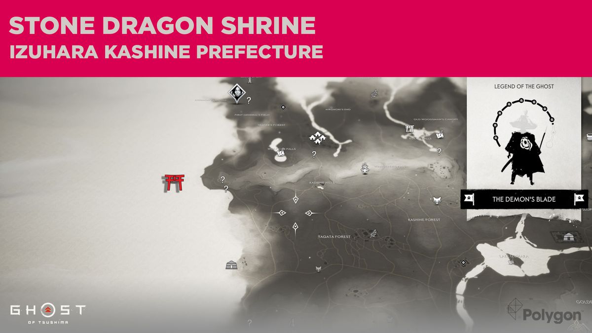 Platsen för Stone Dragon Shrine i Ghost of Tsushima