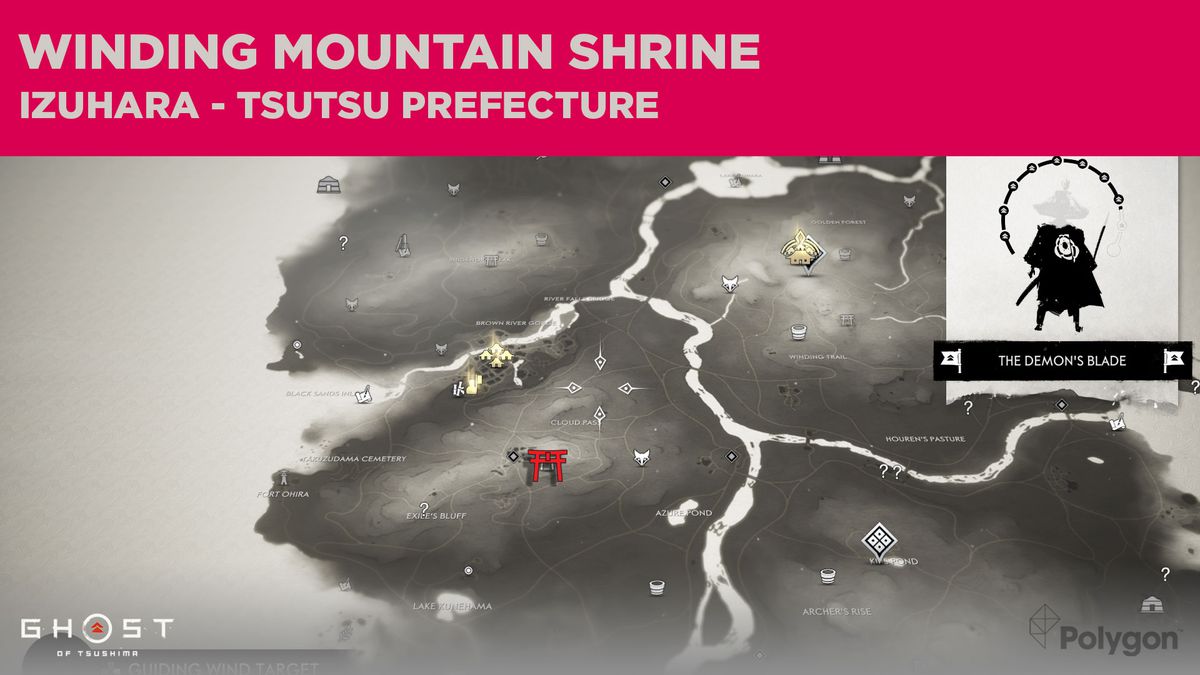 Platsen för Winding Mountain Shrine i Ghost of Tsushima