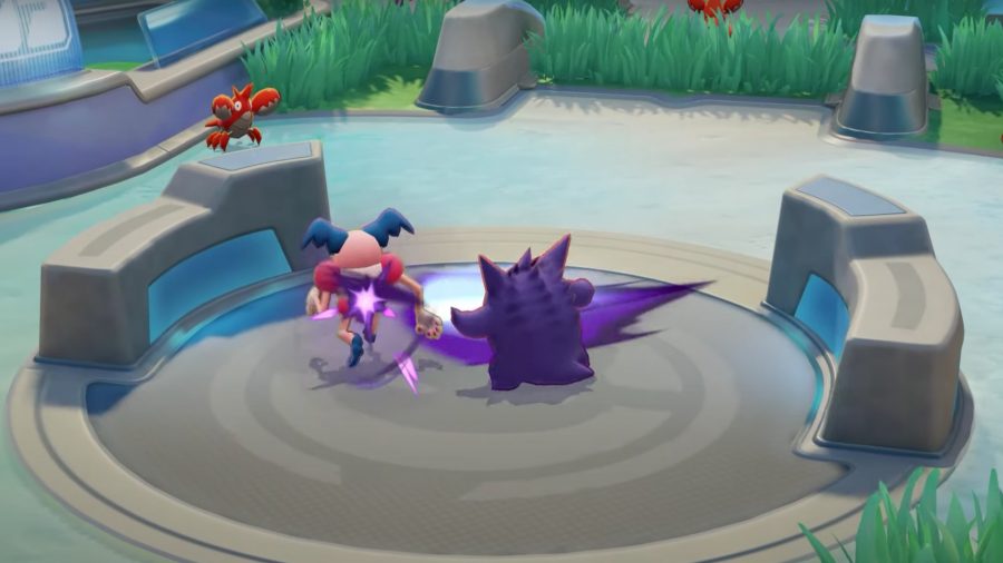 Pokémon Unite's Gengar slåss mot Mr. Mime