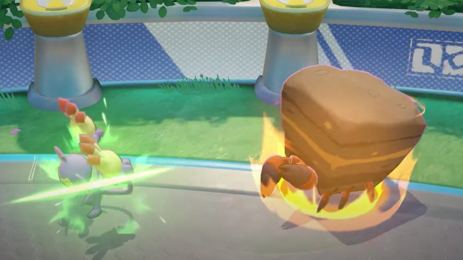 Pokémon Unite's Crustle slåss mot Ambipom