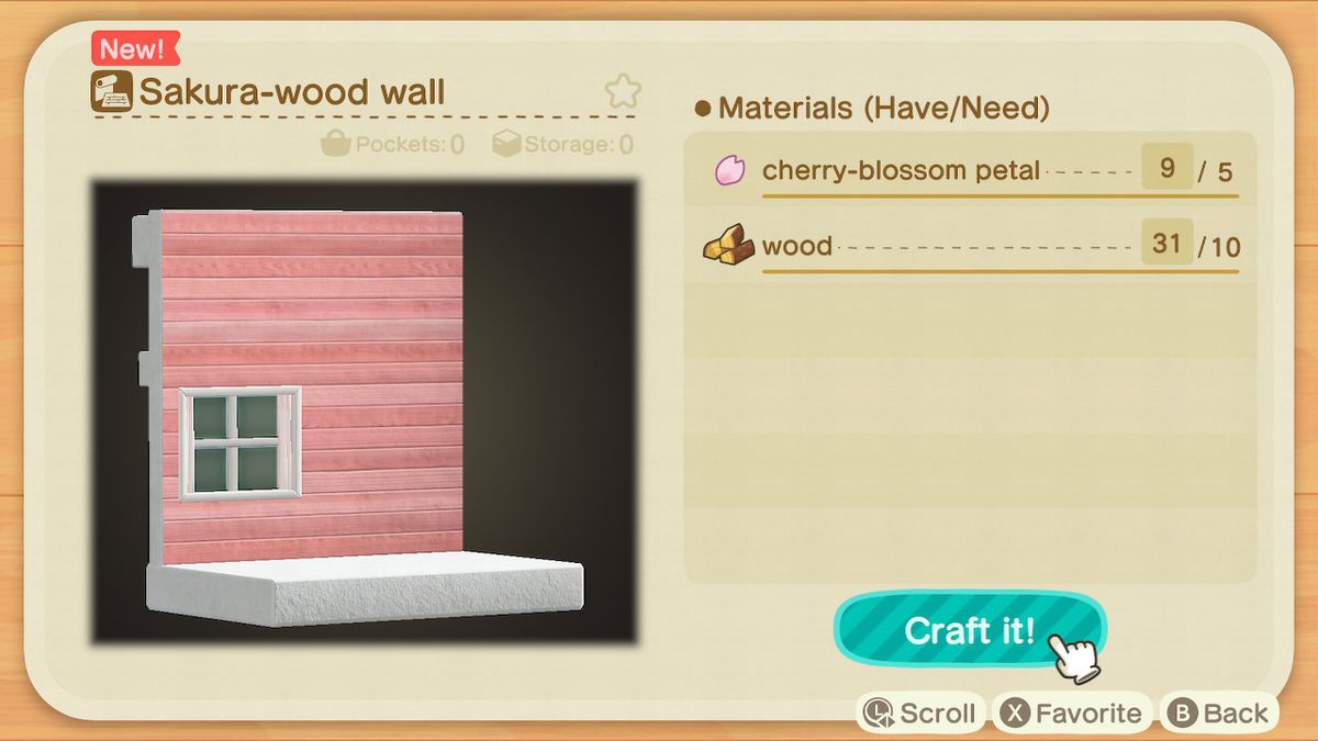 Ett Animal Crossing-recept för Sakura-träväggen