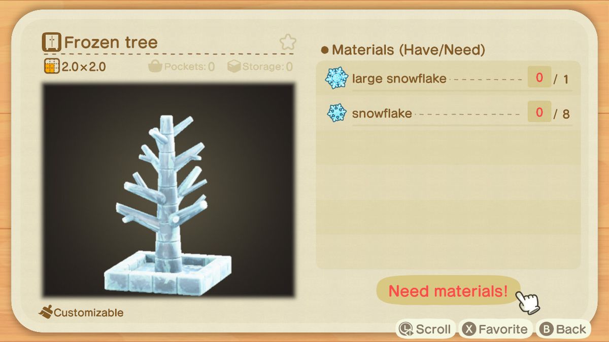 Ett Animal Crossing -recept för ett fryst träd
