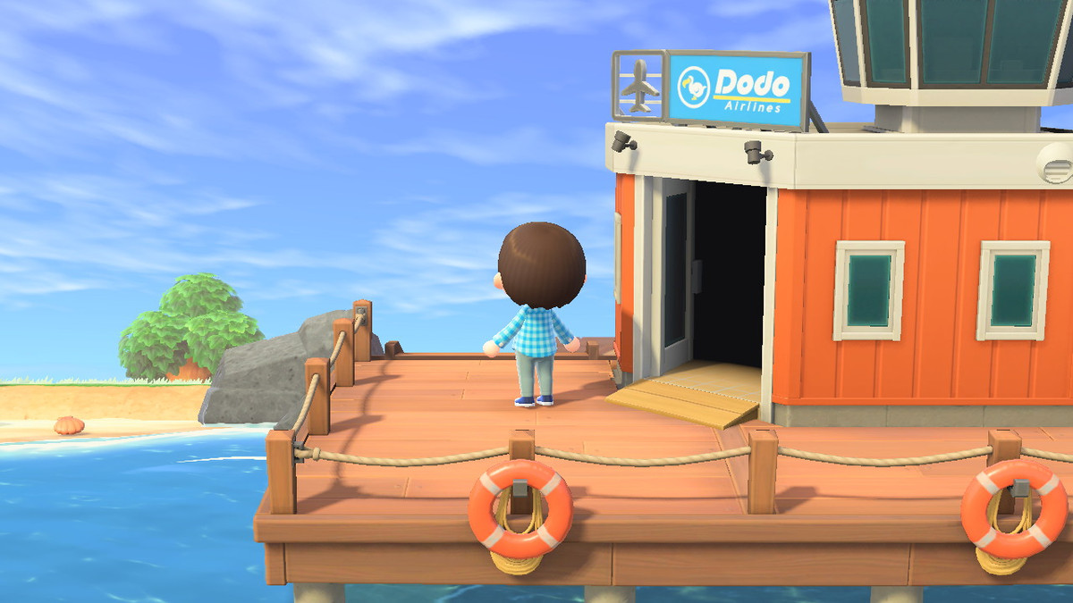 Animal Crossing: New Horizons - en spelare står på kajen och tittar på vad som verkar vara en tom ö