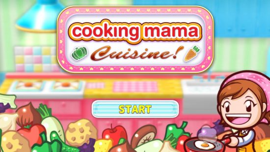 Matlagningsspel: Startskärmen för Cooking Mama Cuisine.