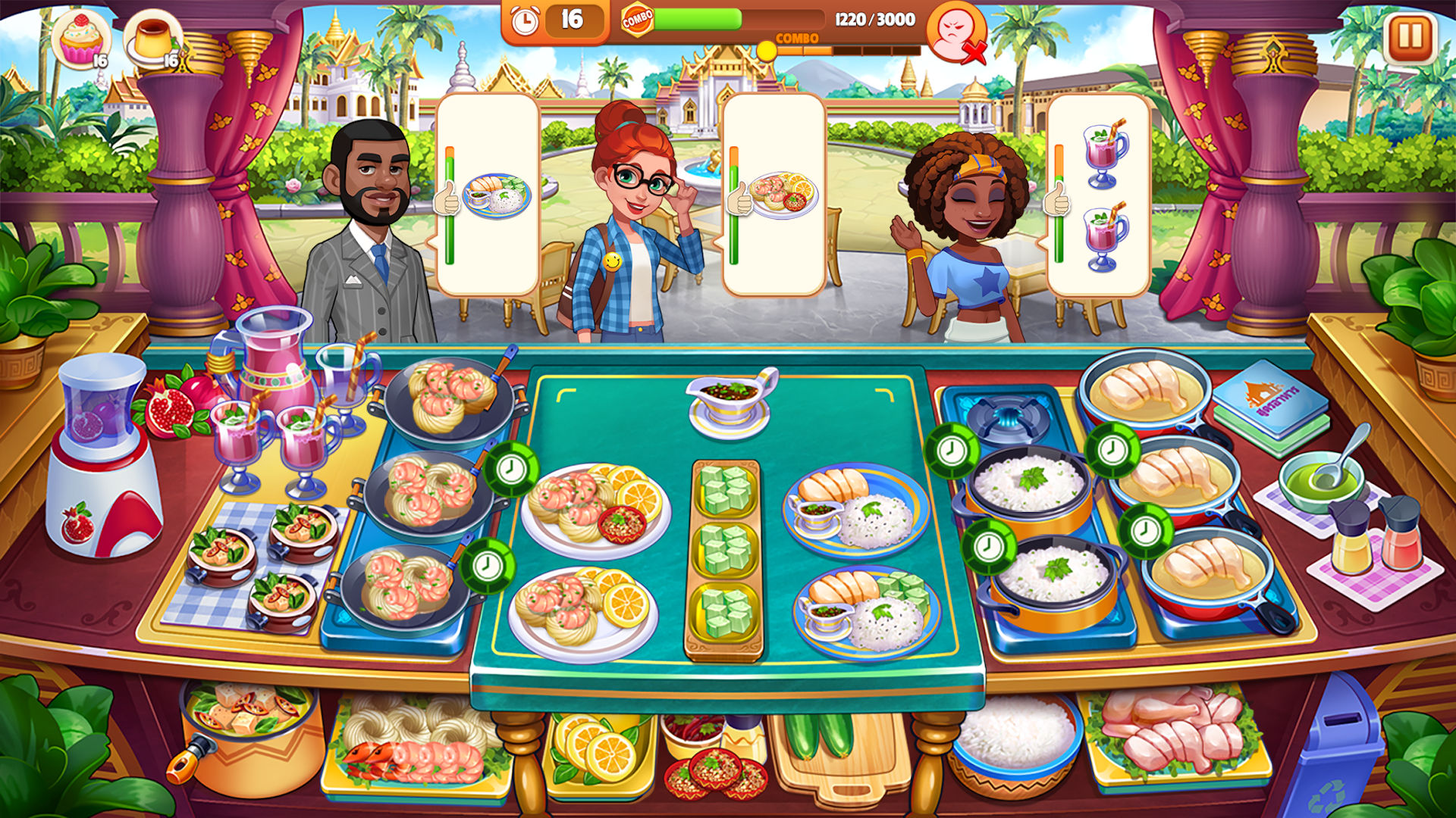 Matlagningsspel;  skärmdump av Cooking Madness-spelet