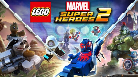 Nyckelkonst för Lego Marvel Super Heroes med Spiderman som svänger in 