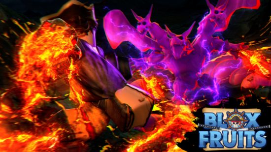 Roblox One Piece - En trehövdad drake slåss mot en man omgiven av eld