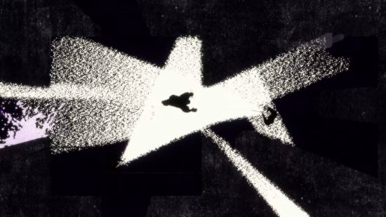 Top-down-spel: en top-down scen visar en gorilla som rör sig genom ett svartvitt rum
